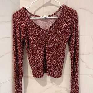 Hollister Burgundy Floral Long Sleeve Top
